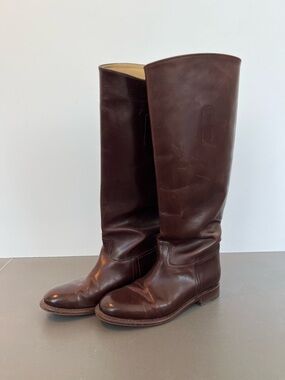 Frye Leather Knee High Boots in Dark Brown